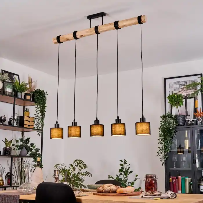 Finale Uitverkoop Bassagoda Hanglamp, Hanglamp Natuurlijke kleuren, Zwart, 5-lichts