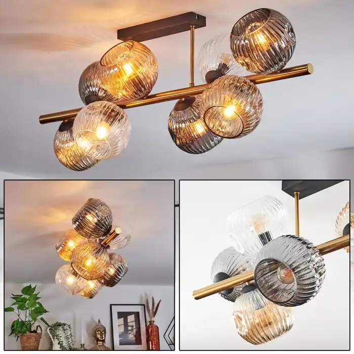 Ripoll Plafondlamp, Kogellampje Goud, Zwart, 8-lichts Bestel Nu