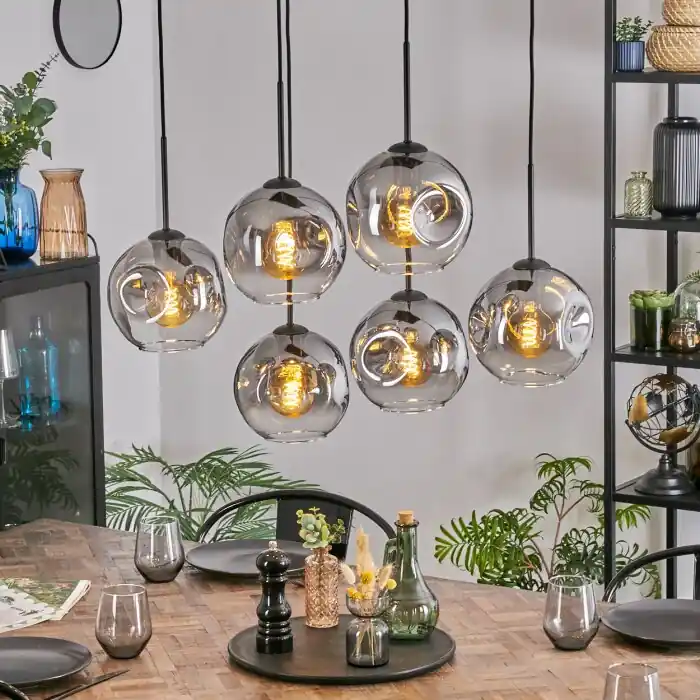 Ripoll Hanglamp, Kogellampje, Hanglamp Duidelijk, Rookkleurig, 6-lichts Hete Deal