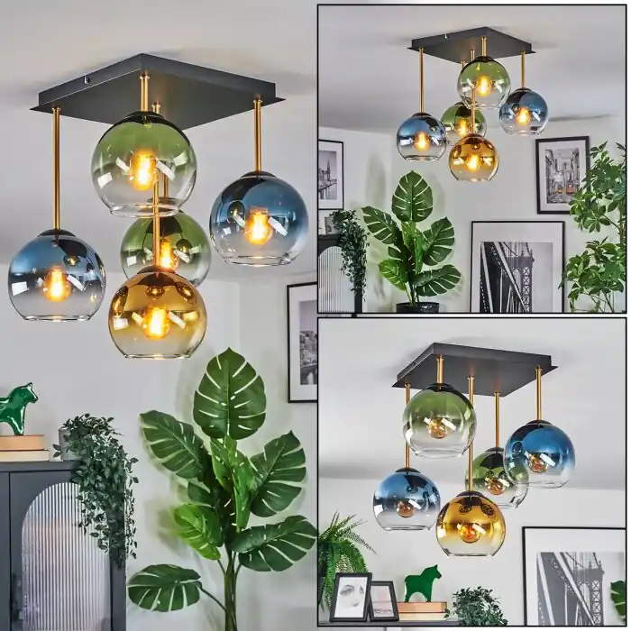 Bestseller Koyoto Plafondlamp, Kogellampje Goud, Zwart, 5-lichts