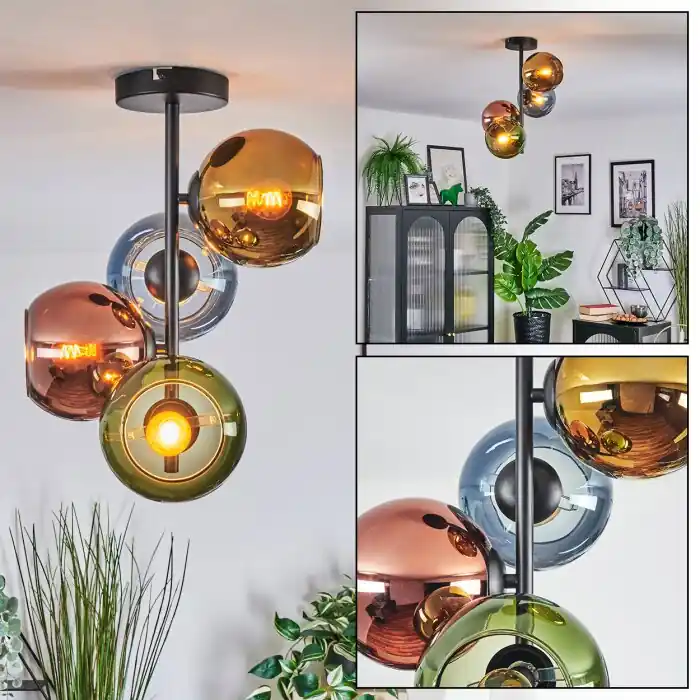 Koyoto Plafondlamp, Kogellampje 31 cm Blauw, Goud, Groen, Koperkleurig, 4-lichts Aanbieding