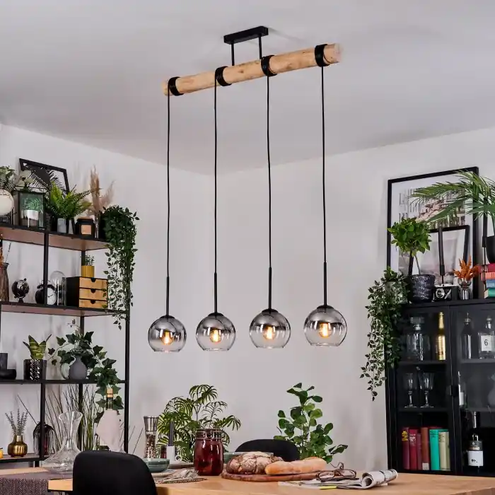 Seizoensaanbieding Koyoto Hanglamp, Kogellampje, Hanglamp Natuurlijke kleuren, Zwart, 4-lichts