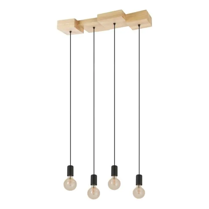 Eglo-Leuchten CASIBARE Plafondlamp lichtbruin, Zwart, 4-lichts Favoriet