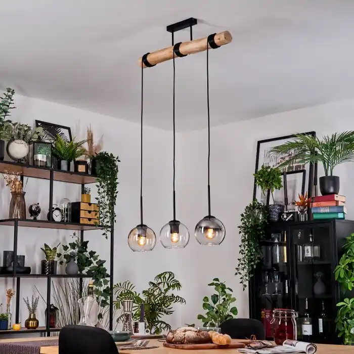 Tijdelijk Beschikbaar Koyoto Hanglamp, Kogellampje, Hanglamp Natuurlijke kleuren, Zwart, 3-lichts