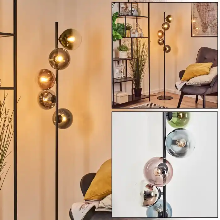Uitverkoop Gastor Kogellampje, Staande lamp 33 cm Blauw, Chroom, Groen, Duidelijk, Koperkleurig, Rookkleurig, 5-lichts