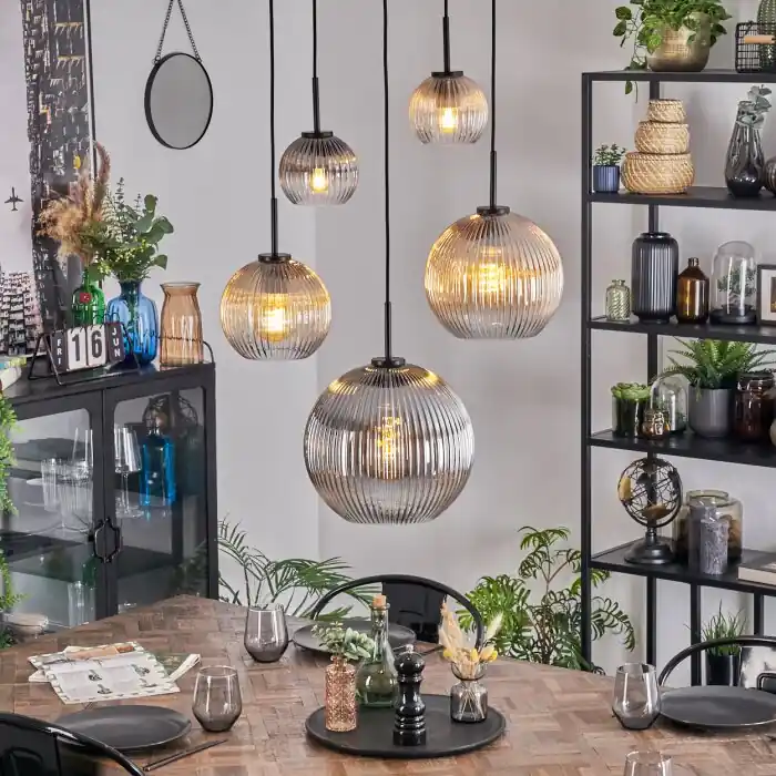 Koyoto Hanglamp, Kogellampje, Hanglamp Amber, Duidelijk, Rookkleurig, 5-lichts Beste Prijs