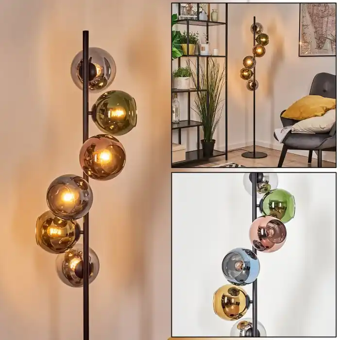 Nu Kopen Koyoto Kogellampje, Staande lamp 32 cm Blauw, Chroom, Goud, Groen, Koperkleurig, Rookkleurig, 6-lichts