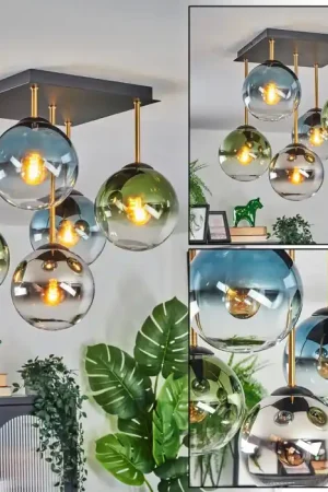 Aanbieding Gastor Plafondlamp, Kogellampje Goud, Zwart, 5-lichts