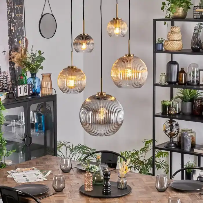 Koyoto Hanglamp, Kogellampje, Hanglamp Goud, Zwart, 5-lichts Direct Beschikbaar