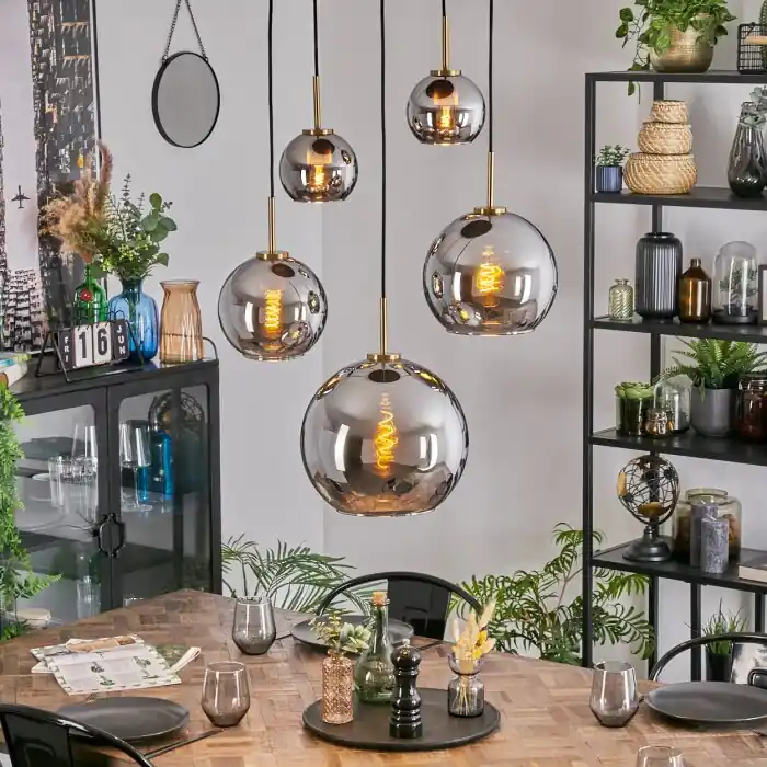 Koyoto Hanglamp, Kogellampje, Hanglamp Goud, Zwart, 5-lichts Gereduceerde Prijs