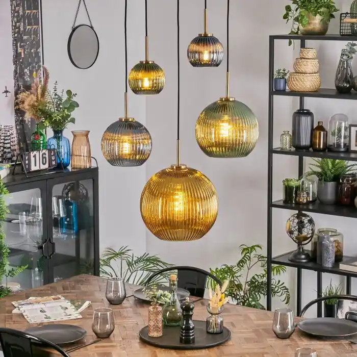 Betaalbaar Koyoto Hanglamp, Kogellampje, Hanglamp Goud, Zwart, 5-lichts