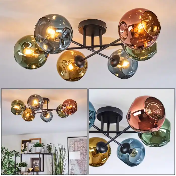 Lage Kosten Ripoll Plafondlamp, Kogellampje Blauw, Goud, Groen, Koperkleurig, 6-lichts