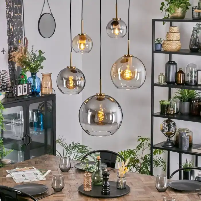 Koyoto Hanglamp, Kogellampje, Hanglamp Goud, Zwart, 5-lichts Betrouwbaar