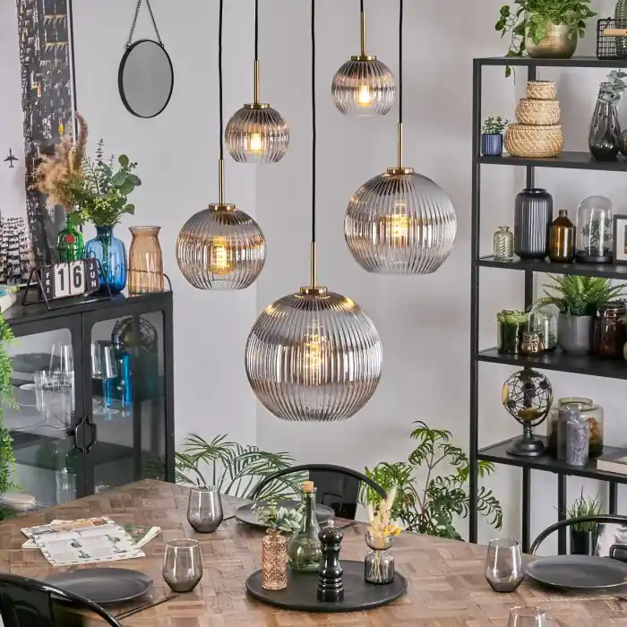 Koyoto Hanglamp, Kogellampje, Hanglamp Goud, Zwart, 5-lichts Hoge Kwaliteit