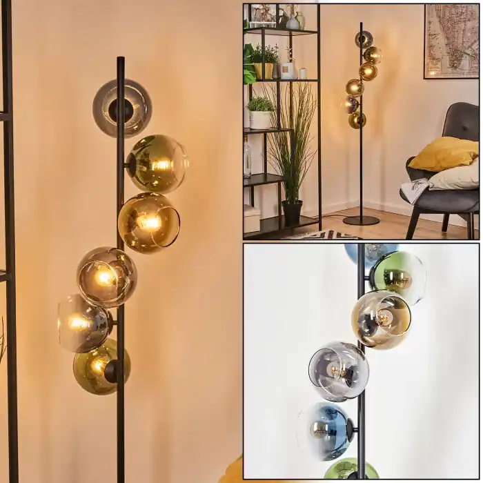 Exclusieve Aanbieding Koyoto Kogellampje, Staande lamp Blauw, Goud, Groen, Duidelijk, Rookkleurig, 6-lichts