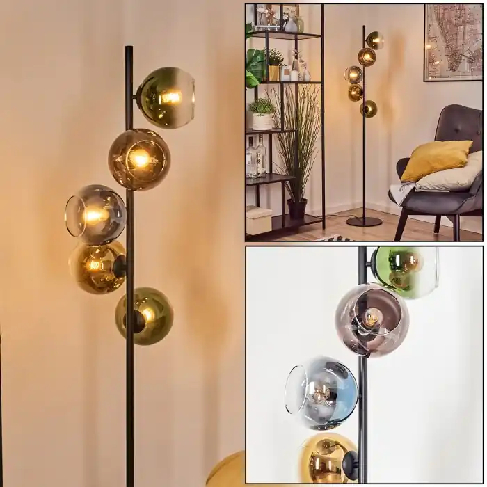 Koyoto Kogellampje, Staande lamp 31 cm Blauw, Goud, Groen, Duidelijk, Koperkleurig, 5-lichts Uitverkoop
