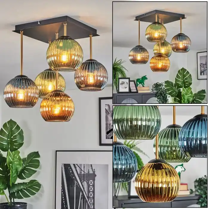 Shop Nu Koyoto Plafondlamp, Kogellampje Goud, Zwart, 5-lichts