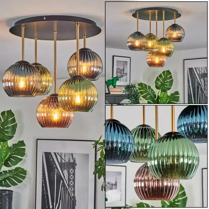 Bestseller Koyoto Plafondlamp, Kogellampje Messing, Zwart, 5-lichts