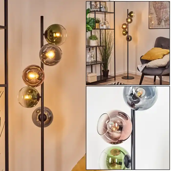 Koyoto Kogellampje, Staande lamp 32 cm Blauw, Groen, Duidelijk, Koperkleurig, 5-lichts Voordeelprijs