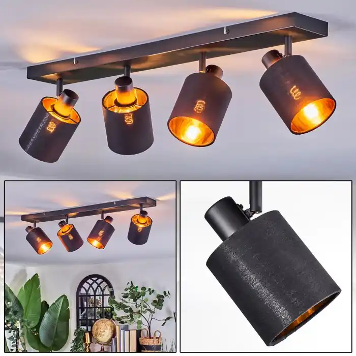 Koop Online Fallhagen Plafondlamp, Plafondspot Zwart, 4-lichts