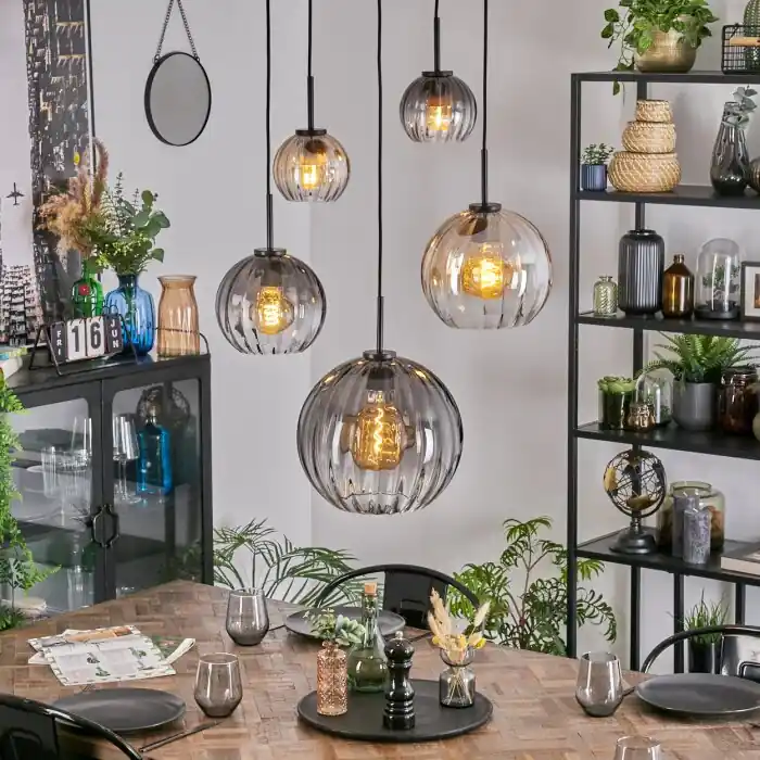 Koyoto Hanglamp, Kogellampje, Hanglamp Amber, Duidelijk, Rookkleurig, 5-lichts Must-Have