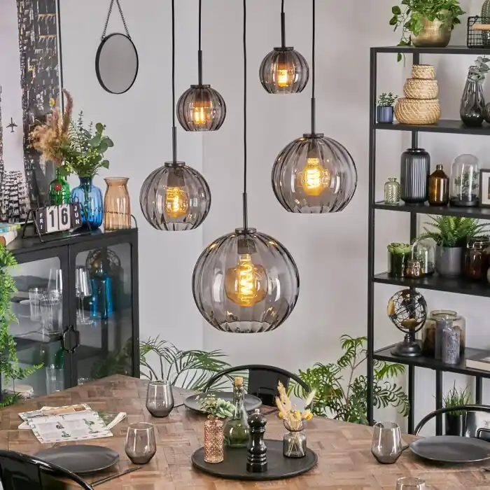 Speciale Aanbieding Koyoto Hanglamp, Kogellampje, Hanglamp Rookkleurig, 5-lichts
