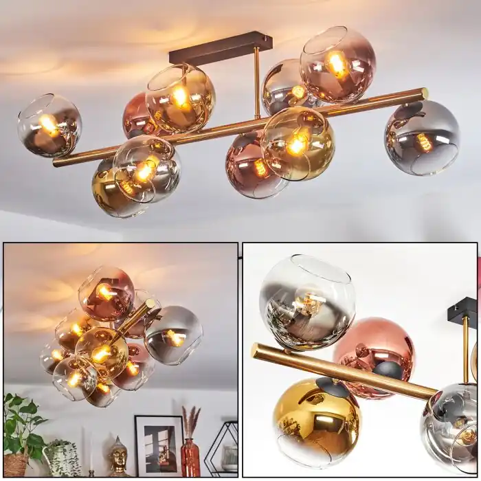 Beperkte Voorraad Koyoto Plafondlamp, Kogellampje Goud, Zwart, 10-lichts