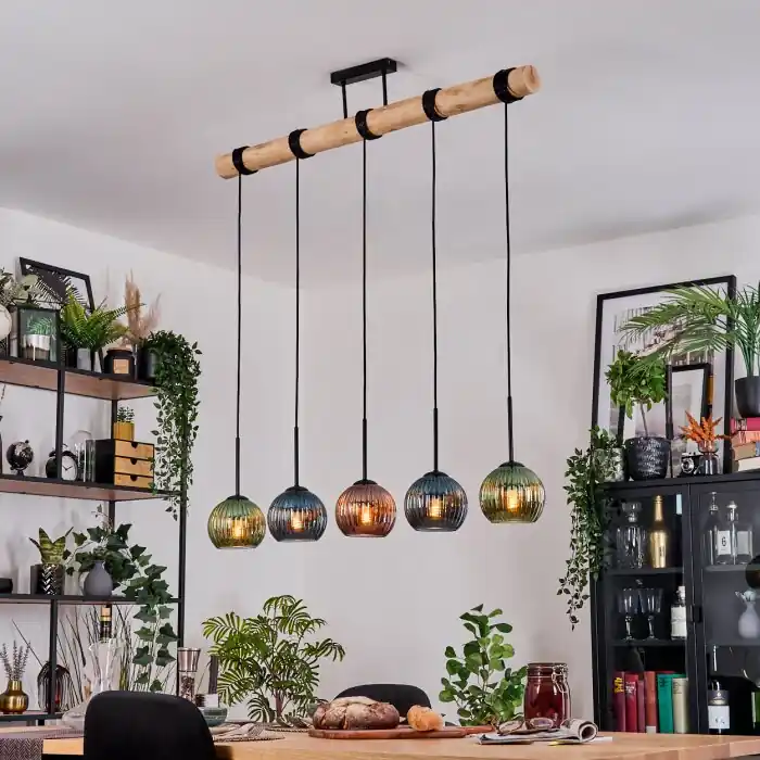 Seizoensaanbieding Koyoto Hanglamp, Kogellampje, Hanglamp Natuurlijke kleuren, Zwart, 5-lichts
