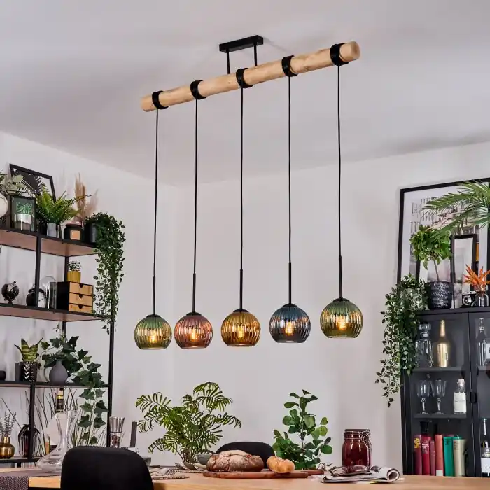 Tijdelijk Beschikbaar Koyoto Hanglamp, Kogellampje, Hanglamp Natuurlijke kleuren, Zwart, 5-lichts