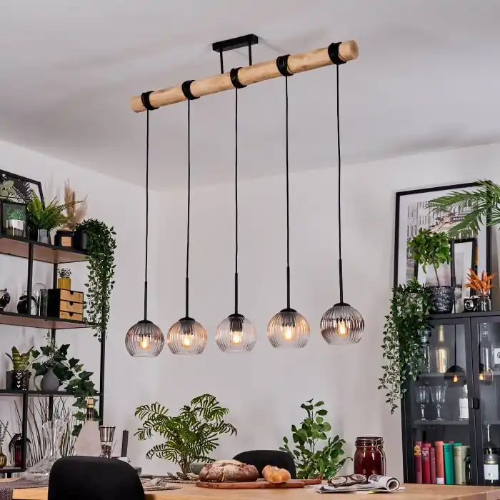 Koyoto Hanglamp, Kogellampje, Hanglamp Natuurlijke kleuren, Zwart, 5-lichts Finale Uitverkoop