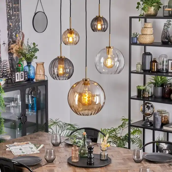 Koyoto Hanglamp, Kogellampje, Hanglamp Goud, Zwart, 5-lichts Must-Have