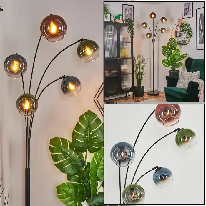 Beperkt Aanbod Koyoto Kogellampje, Staande lamp Blauw, Groen, Duidelijk, Koperkleurig, 5-lichts