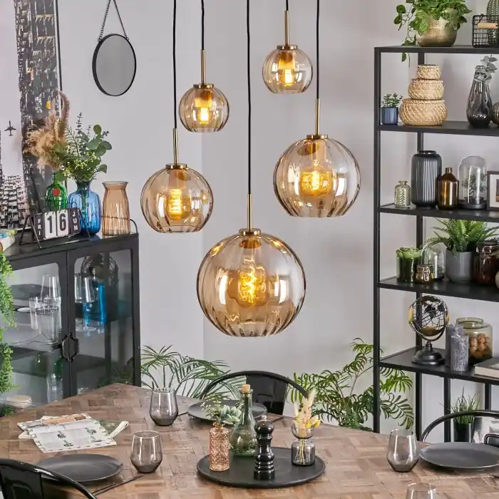 Koyoto Hanglamp, Kogellampje, Hanglamp Goud, Zwart, 5-lichts Aanbieding