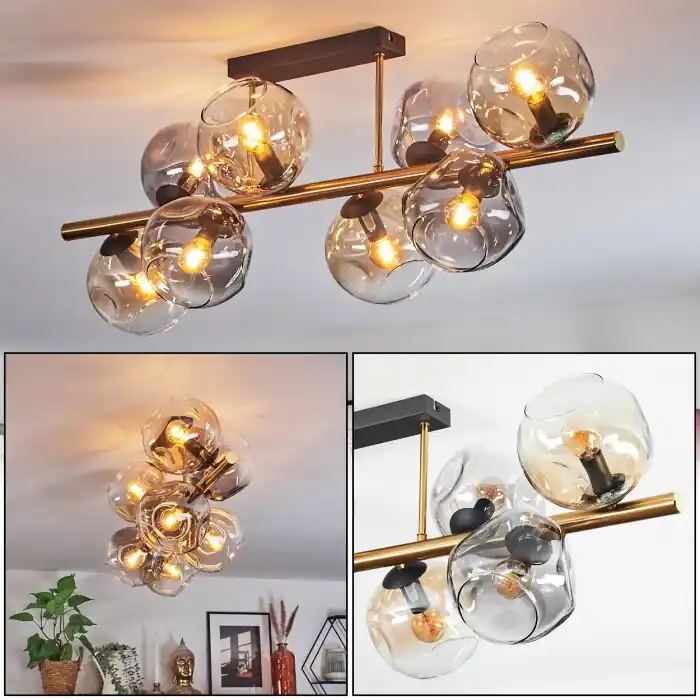 Weekendaanbieding Ripoll Plafondlamp, Kogellampje Goud, Zwart, 8-lichts