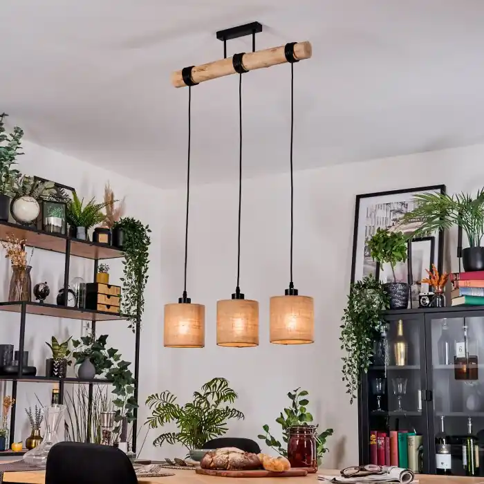 Bestseller Soungou Hanglamp, Hanglamp Natuurlijke kleuren, Zwart, 3-lichts