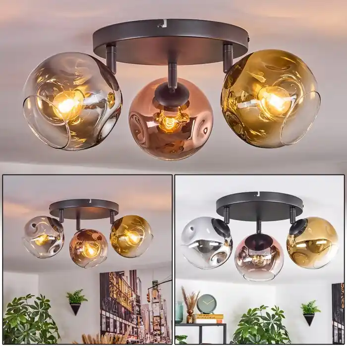Bestseller Ripoll Plafondlamp, Kogellampje Chroom, Goud, Duidelijk, Koperkleurig, Rookkleurig, 3-lichts