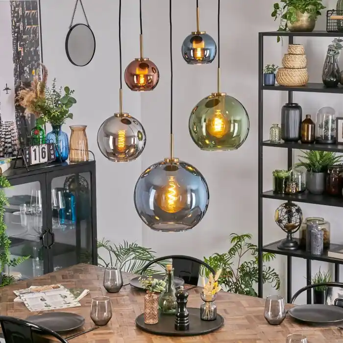 Koyoto Hanglamp, Kogellampje, Hanglamp Goud, Zwart, 5-lichts Gereduceerde Prijs