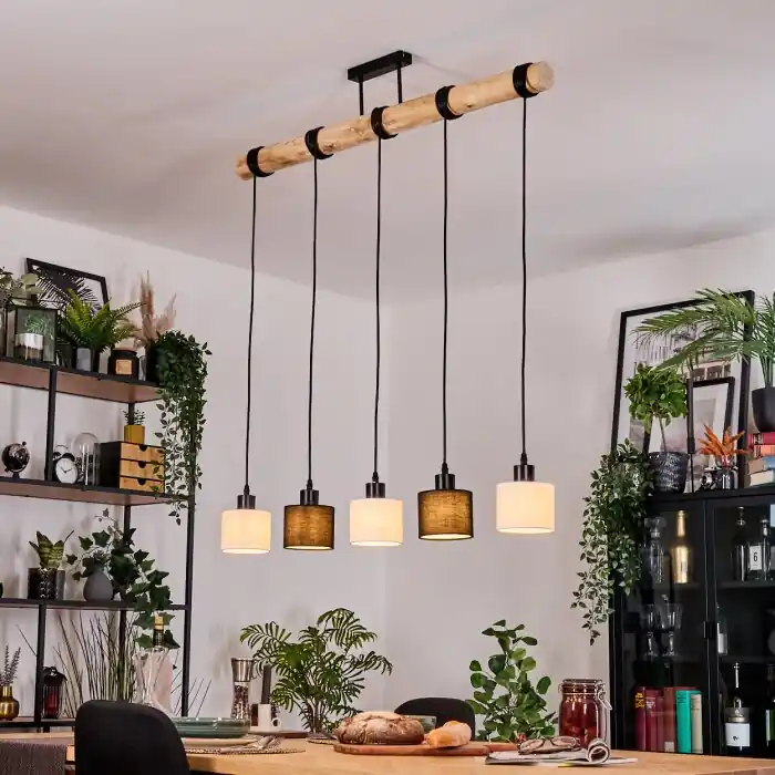Bassagoda Hanglamp, Hanglamp Natuurlijke kleuren, Zwart, 5-lichts Seizoensaanbieding