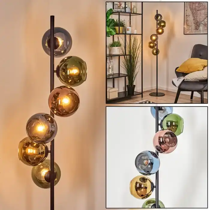 Superprijs Koyoto Kogellampje, Staande lamp 32 cm Blauw, Goud, Groen, Koperkleurig, 6-lichts