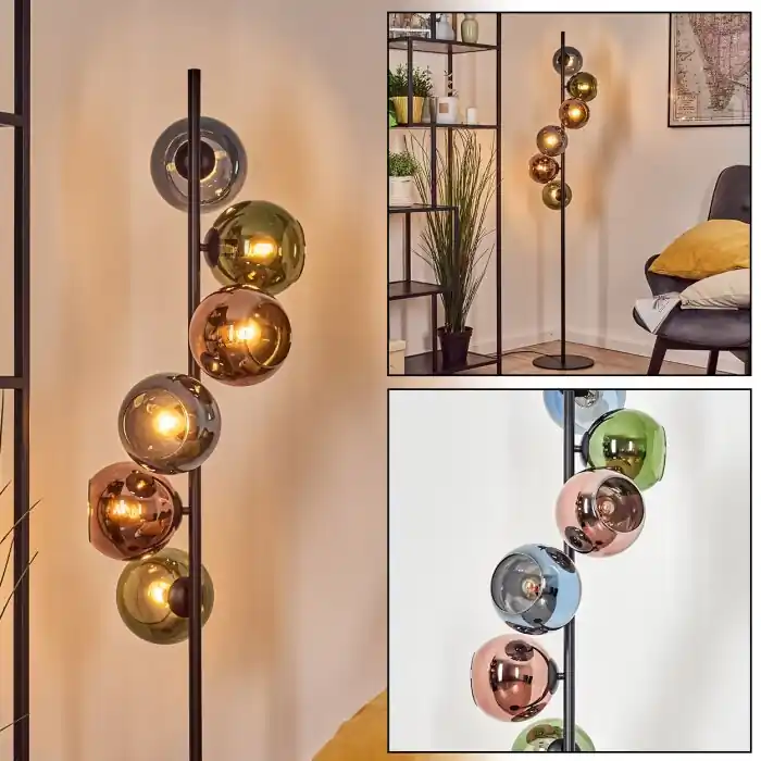 Lage Kosten Koyoto Kogellampje, Staande lamp 32 cm Blauw, Groen, Koperkleurig, 6-lichts