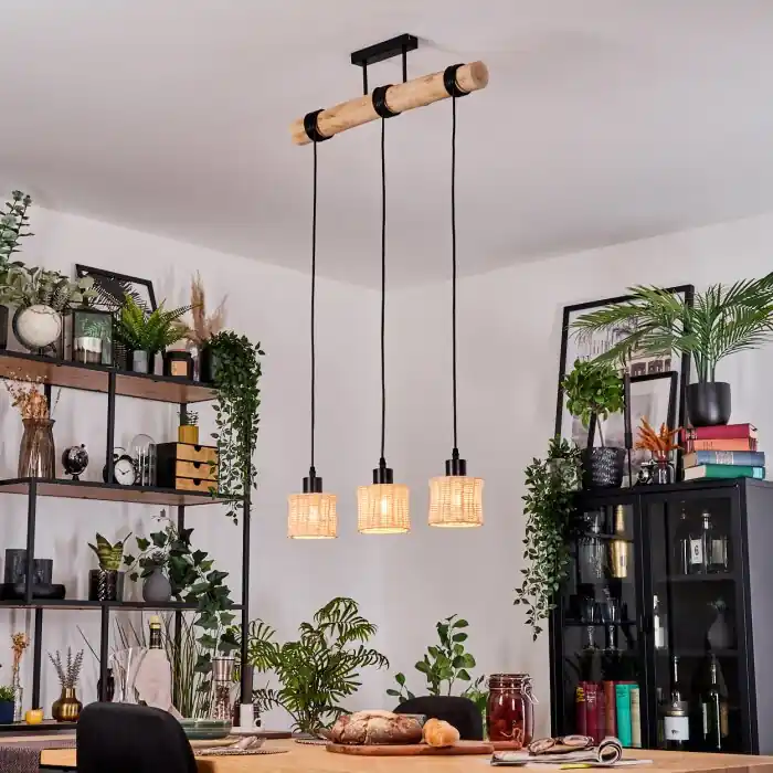 Cavaca Hanglamp, Hanglamp Natuurlijke kleuren, Zwart, 3-lichts Betrouwbaar