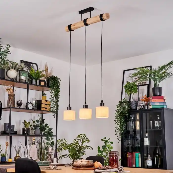 Bassagoda Hanglamp, Hanglamp Natuurlijke kleuren, Zwart, 3-lichts Finale Uitverkoop
