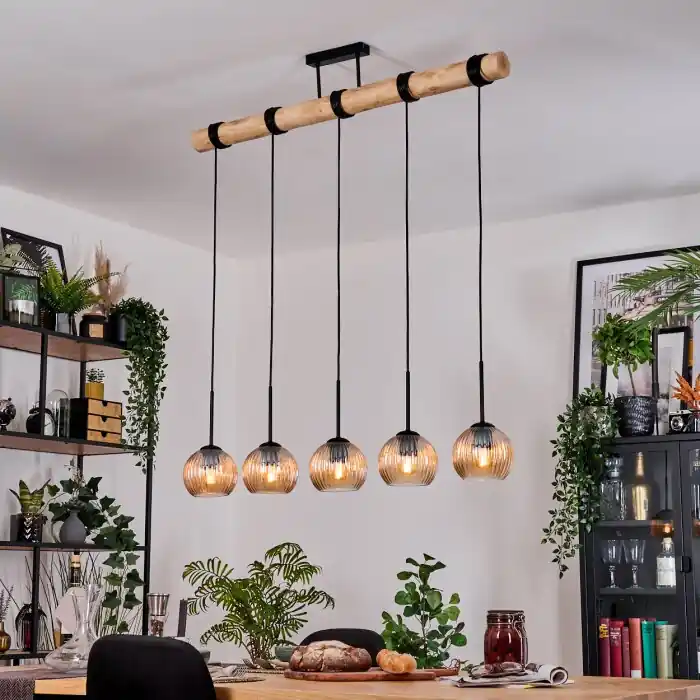 Betrouwbaar Koyoto Hanglamp, Kogellampje, Hanglamp Natuurlijke kleuren, Zwart, 5-lichts