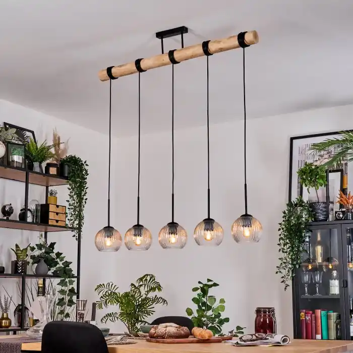 Actieprijs Koyoto Hanglamp, Kogellampje, Hanglamp Natuurlijke kleuren, Zwart, 5-lichts