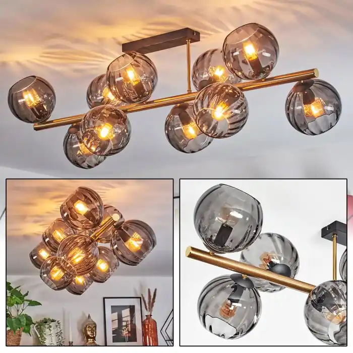 Nieuw Koyoto Plafondlamp, Kogellampje Goud, Zwart, 10-lichts
