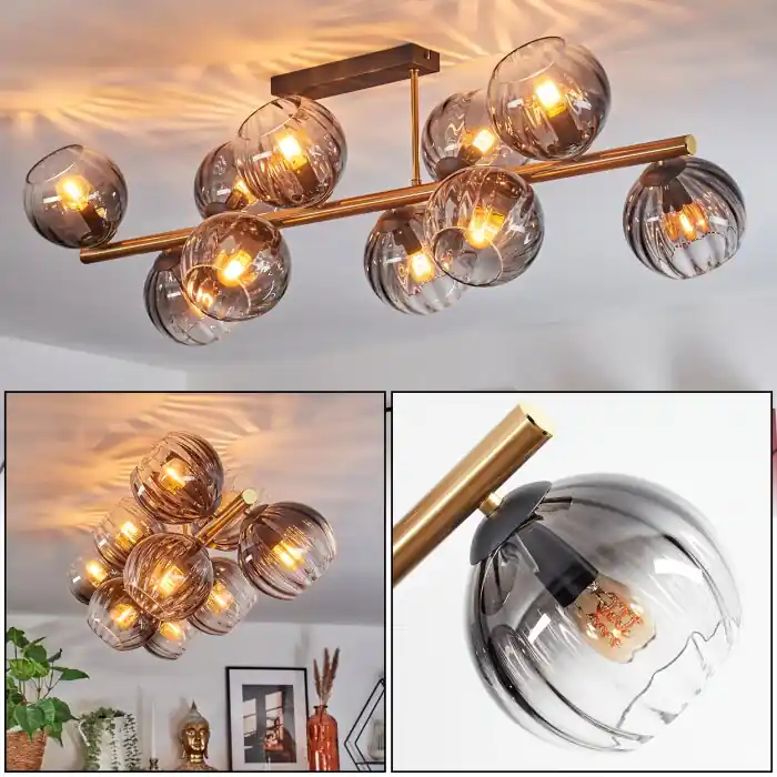 Shop Nu Koyoto Plafondlamp, Kogellampje Goud, Zwart, 10-lichts