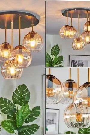 Weekendaanbieding Koyoto Plafondlamp, Kogellampje Messing, Zwart, 5-lichts