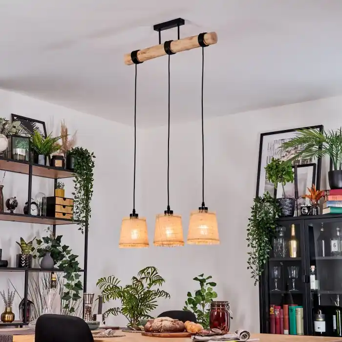 Lindberg Hanglamp, Hanglamp Natuurlijke kleuren, Zwart, 3-lichts Exclusieve Aanbieding