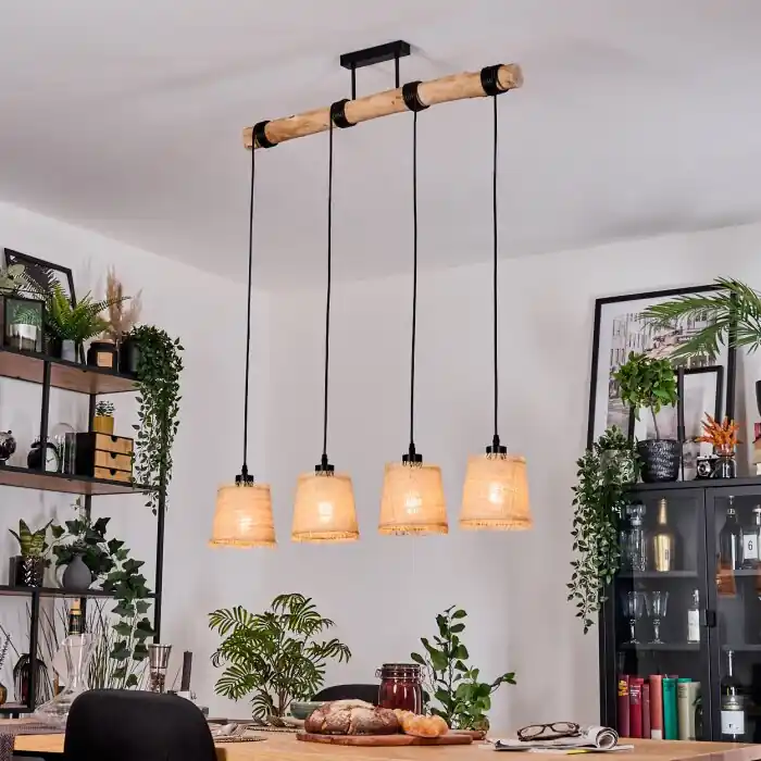 Veilige Betaling Lindberg Hanglamp, Hanglamp Natuurlijke kleuren, Zwart, 4-lichts