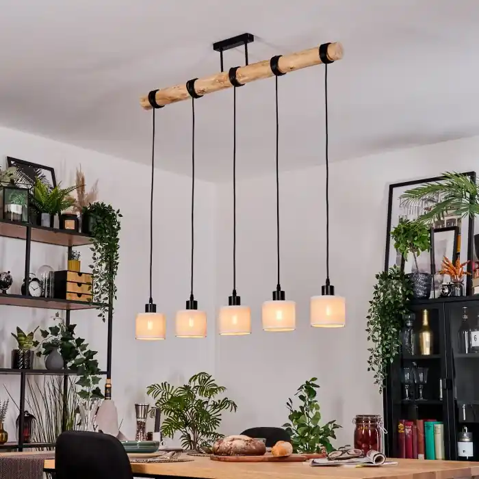 Bassagoda Hanglamp, Hanglamp Natuurlijke kleuren, Zwart, 5-lichts Weekendaanbieding